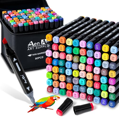 Alcohol Markers Set, 80 Color Dual Tip Art Drawing Markers,
