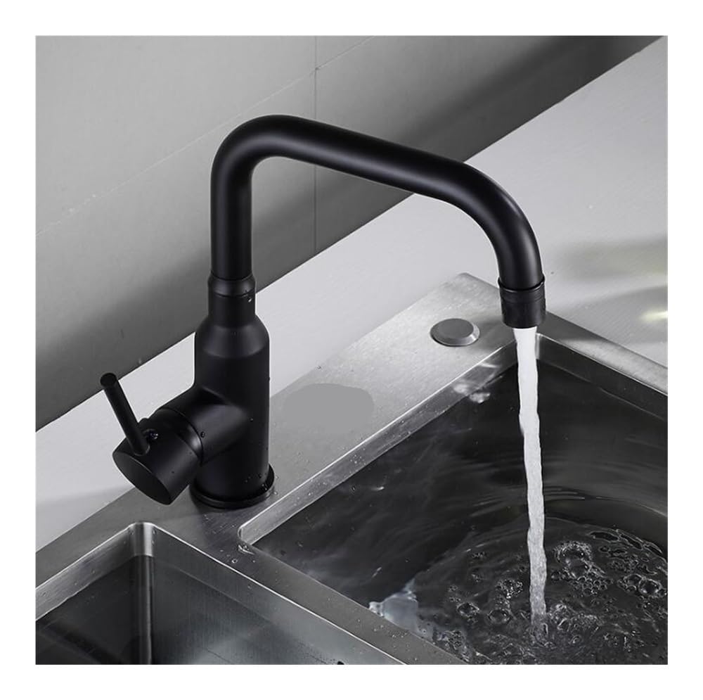 Kitchen Faucets Brass Crane Kitchen Deck Mounted Water 360 Swivel Black/Nickel Kitchen Faucets Torneira XT-246(Black)