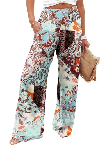 JZC Women's Palazzo Lounge Pants Casual Wide Leg Pants High Waist Flowy Toursers with Pockets