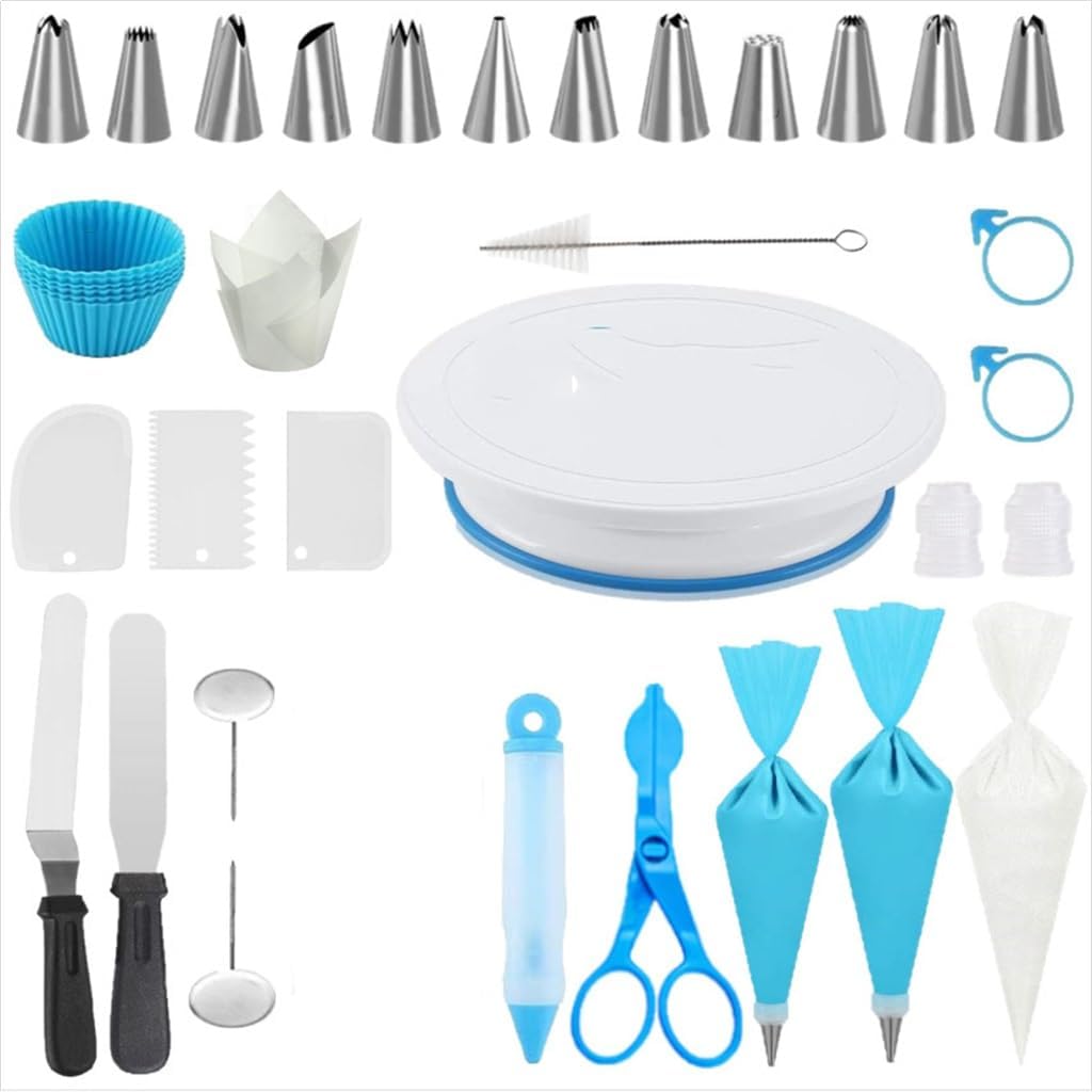 86 Piece Cake Mounted Turntable Tool Set With Non Slip Edge Mounted Mouth Set Converter Butter Biscuit DIY Tool