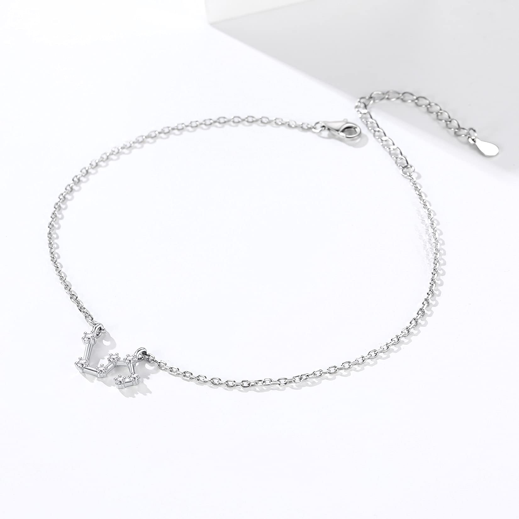 Silvora 22cm Tobillera Plata de Ley 925 Pulsera Zodiaco Libra Tobillera Verano Piscina