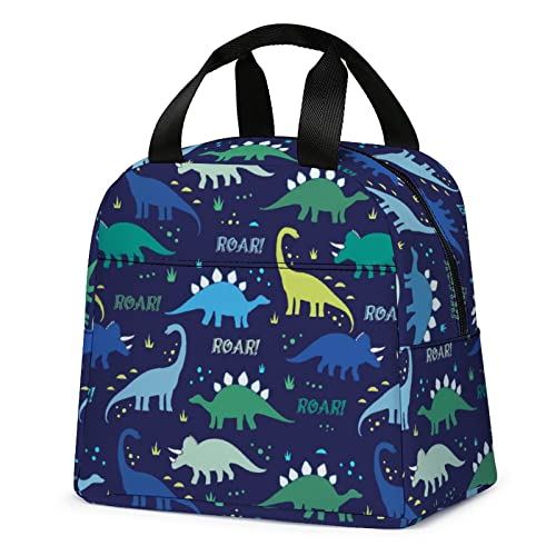 Ycgre Dinosaur Lunch Bag, Reusable Cute Lunch Box Insulated Kids Cooler Tote Bag Multi-Functional School Lunch Container For Teen Boys Girls (Midnight Blue) #TOP16