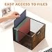 Piskyet Wooden Hanging File Organizer for desk, Metal Mesh File Folder Organizer Crate Cabinet Storage Box with Handle for Home Office Desk,Letter - Size,Rustic Brown