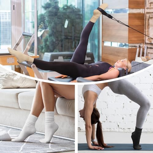Grip Pilates Socks for Women: Non Slip Scrunch Socks for Yoga Barre3