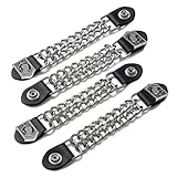 Diamond Plate 4-Piece Vest Extender Set - Jacket Accessories with Chrome Finish Chains, Faux Leather...