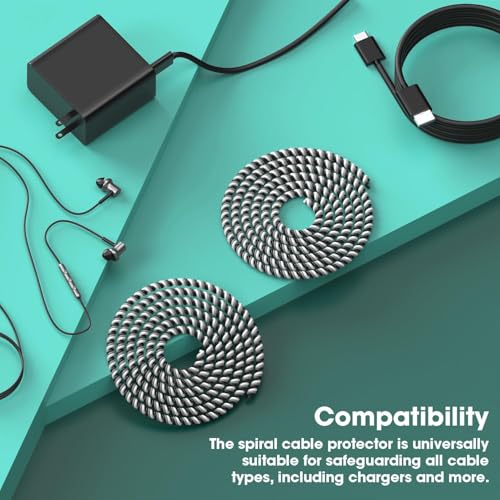 Image of Sounce Spiral Cable Protector, Chargers Cable Protector Data Cable Protective Sleeve, Headphone Saver, Charger Protective Cover for Phone USB Prevent Pets from Biting The Cable (Set of 3)