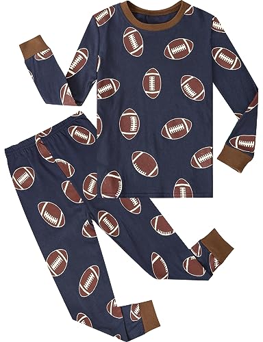 La Mejor Lista de Pijamas dos piezas para Niño los más recomendados. 48 A&J DESIGN Pijama Niño de Manga Larga de 2 Piezas con Estampado de Rugby de Algodón, Azul Oscuro, 14 Años