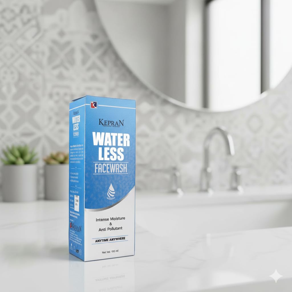 Water-Free Gel Cleanser Kepran Waterless Face Wash – Water-Free Gel Cleanser with Alteromonas, Lecithin & Pollution Defense, Alcohol-Free & Vegan (100 g)