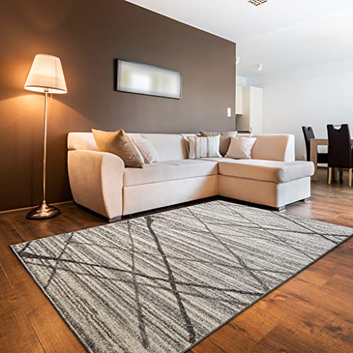 oKu-Tex Designer Teppich, Wohnzimmerteppich Mercur, weicher Webteppich grau meliert, modernes...