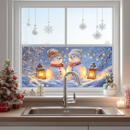Película para ventana con diseño navideño muñecos de nieve 39.3 x 17.7 pulg miniatura 4