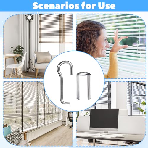 4 Set Blind Wand Replacement with Hook, Wand Wire and Sleeve Collar for Horizontal Mini Blinds, Blinds Wand Replacement, Vertical Blinds Repair Parts with 1 Inch Square Headrails