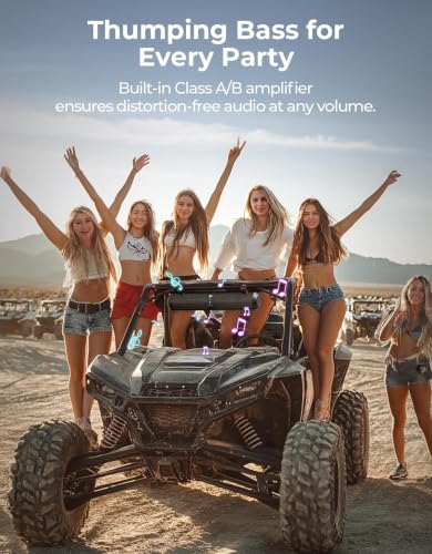 Image of KEMIMOTO UTV Sound Bar 28 Inch ATV Soundbar 4X Subwoofers 2X Tweeters BT-V5.0 Golf Cart Sound Bar Compatible with Polaris RZR Can-Am Defender X3 CFMOTO ZFORCE, for 1.56 inch- 2.25 inch Roll Cage