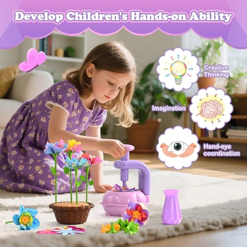 BlueSwan Craft Kits for Kids, DIY Fabric Flowers Bouquet, Girls Garden Toys, Flower Press Textile Kit, Poke-in Arts and Crafts Birthday Gifts for 4-12 Year Old Girl, STEM Toy, Mothers Day Gift for Mum - Image 4
