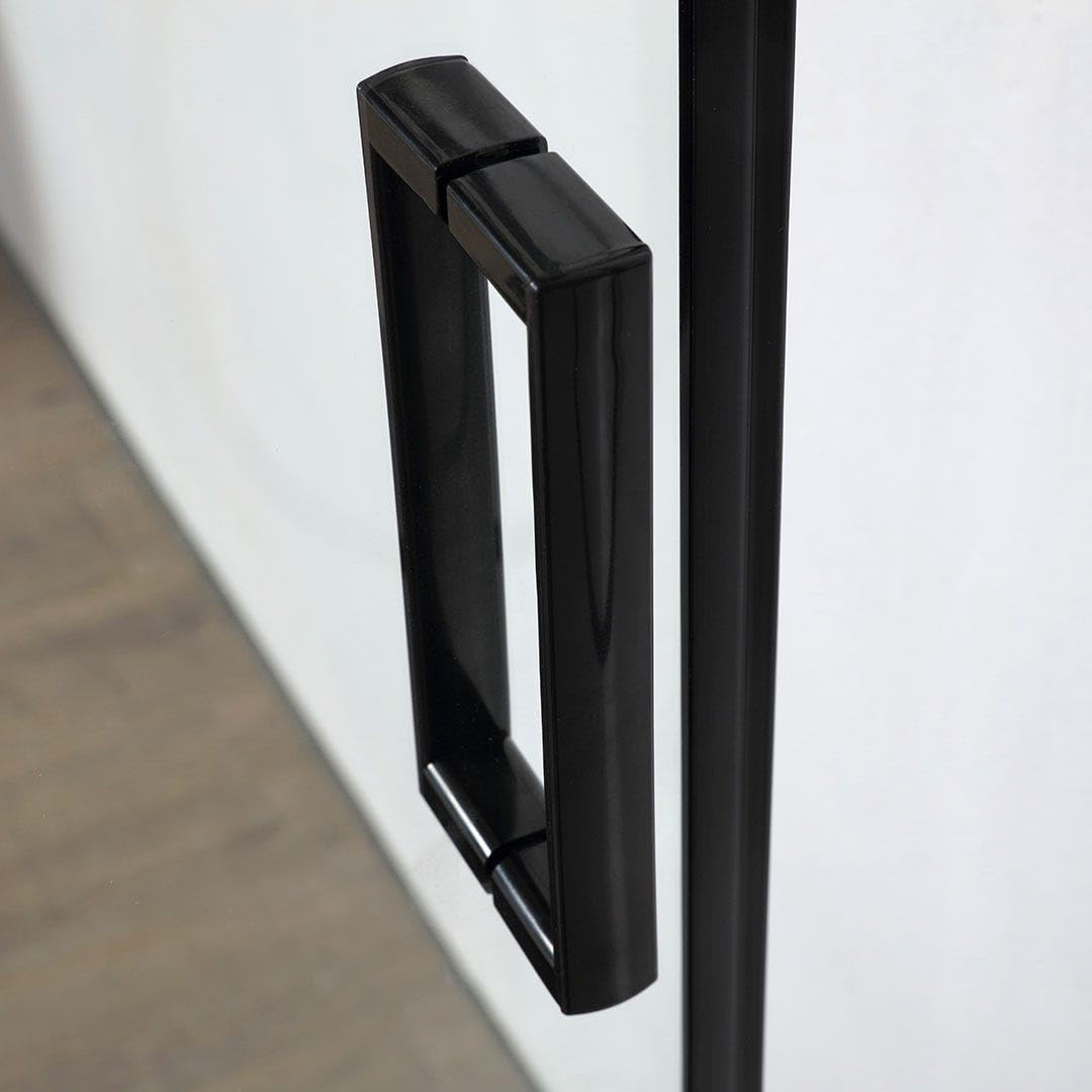Kiamami Valentina - Puerta de ducha de nicho corredera 110 cm negro mate cristal templado 6 mm transparente | City