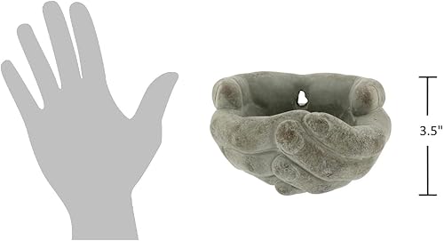 Miniatura 3 de The Bridge Collection Macetero de pared de cemento con escultura de manos ahuecadas