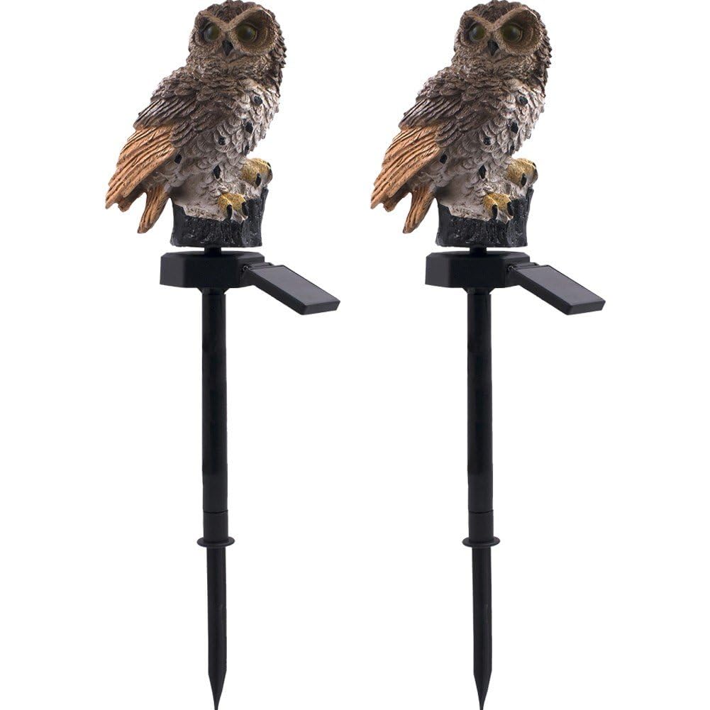 Veilleuse pour clôture florale et éclairage étanche LED hibou pour jardin en résine