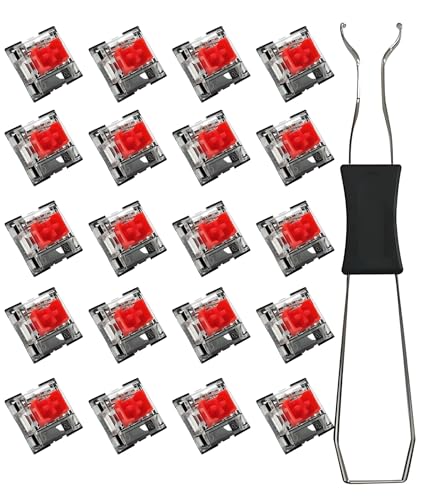 Image of 20 Pack Red Switches, Mechanical Keyboard Switches, Linear 45G Force, Dustproof Hot-Swappable, with 1 Switch Puller, for Gaming and Office Typing