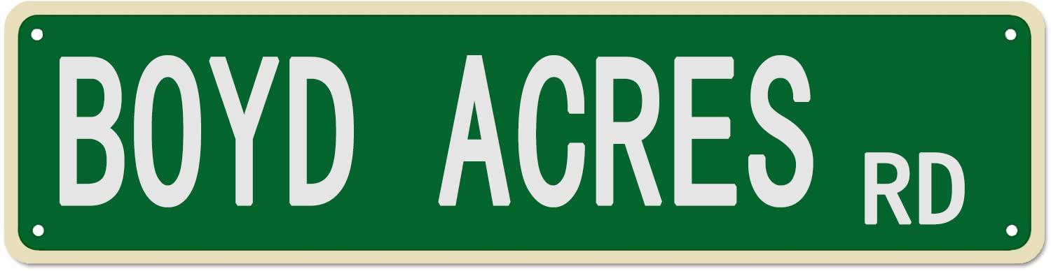 Boyd Acres Rd Retro Tin Signs Aluminum Art Plaque Gift Outdoor Home Kitchen Garden Wall Decor 4x16 Inch
