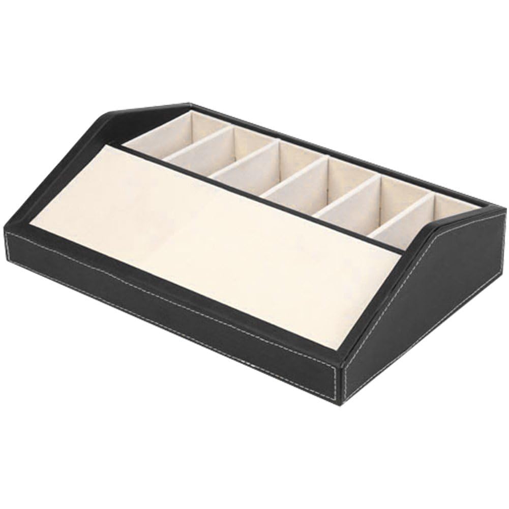 Boîte d'affichage de ceinture à 6 grilles en bois et cuir PU Sanfly