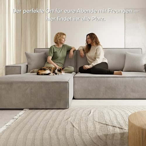 Selsey Sofa Ecksofa Eckcouch Schlafsofa Couch Mit Stauraum Schlaffunktion Pflegeleicht Polyurethanschaum L Form Links Farese Beige Cordoptik