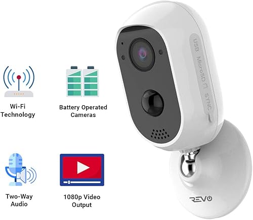 Miniatura 2 de REVO America Cámara de seguridad Full-HD 1080p inalámbrica independiente con batería con audio bidireccional y sensor PIR, tarjeta micro SD de 32 GB