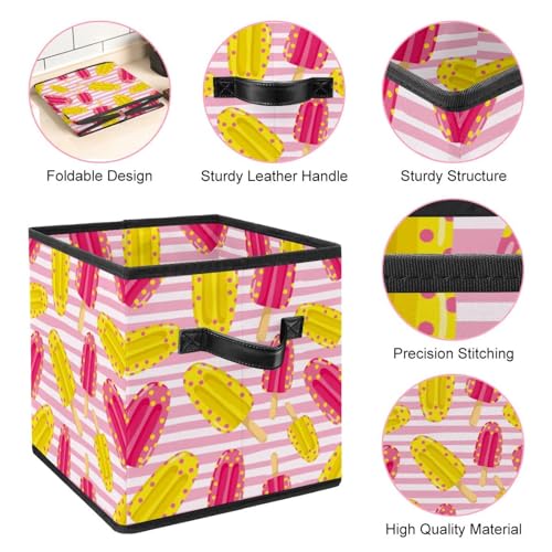Boîte de rangement pliable en tissu cube rose 30cm pour placard - 5