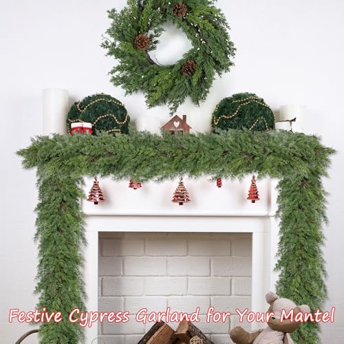 Artgar-6-Ft-Christmas-Garland-Cedar-Garland-Cypress-Garland-Real-Touch-Pine-Garland-Garland-Christmas-Decorations-for-Home-Dining-Table-Mantel-Porch-Winter-Christmas-Decor-Green Artgar 6 Ft Christmas Garland Cedar Garland Cypress Garland Real Touch Pine Garland Garland Christmas Decorations for Home Dining Table Mantel Porch Winter Christmas Decor Green