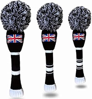 BANGHA Golf Club Head Covers,Golf Head Covers 3 Pcs Driver Fairway Hybrid Golf Headcover Pom Set #1#3#5 Wood Club Head Cover Golfer Tool Protective Headcovers