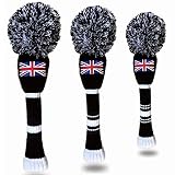 Golf Club Fundas 3 PCS Driver Fairway Hybrid Golf Headcover Pom Set # 1# 3# 5 Madera Club Head Cover Golffer Herramienta Protectora Protectora para Palo De...