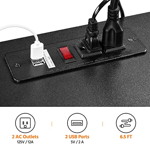 Yaheetech File Cabinet Lateral Filing Cabinet With Socket And Usb Charging Port Mobile Filing Cabinet Printer Stand For Home And Office Black/Rustic Brown #TOP4