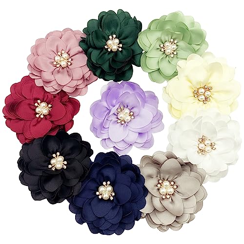 10 adornos florales de tela de satén de 3.2 pulgadas con parte tr...