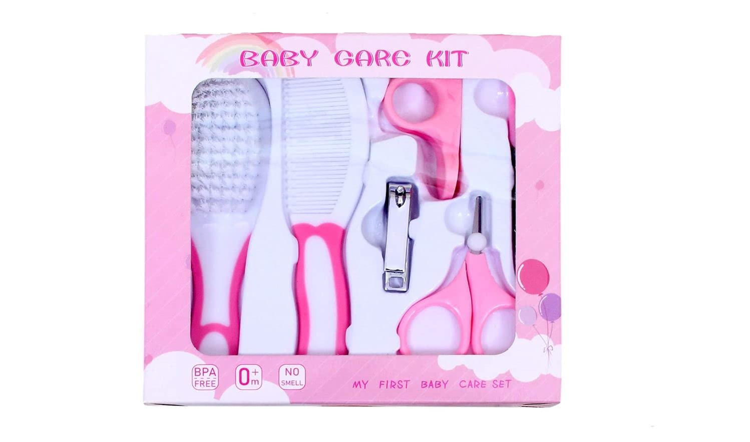 Jingle Kids Baby 4 In1 Baby Manicure Pedicure Grooming Essential Nailkit Set with Protective Case Baby Nail Clippers Scissor Nail Filer & Nasal Ear Tweezers for Newborn Infant Toddler Groming Kit (DESIGN 7)-image-10