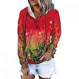 Hoodies for Women Aesthetic Long Sleeve Comfy Drawstring Crew Neck Quarter Button Up Fall...