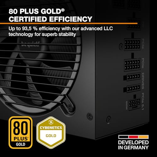 Image of be quiet! Pure Power 13 M 1200W Power Supply, 80 Plus Gold Certification, ATX 3.1 PSU, Support for PCIe 5.1 GPUs, semi-Passive 120mm be quiet! Fan, LLC Technology, Single Rail, for Overclocked GPUs