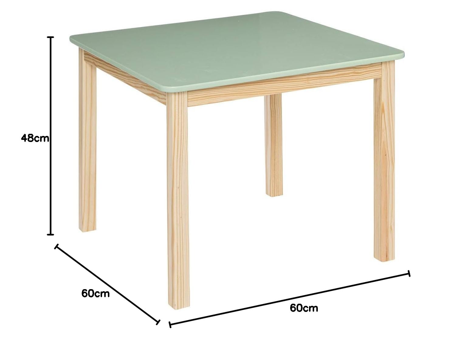 Table carrée pour Enfant en Bois Vert et Naturel H 54.5 cm - Atmosphera