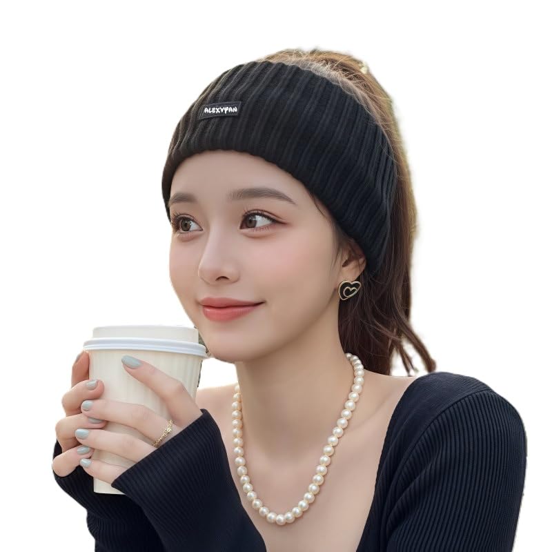 Black wKnitted Lining Sporty Winter Head Warmer Headbands for Women Wool, Ear Warmers Headband Knitted Thick Cold Weather Warm Ear Muffs Winter Protector-image-42