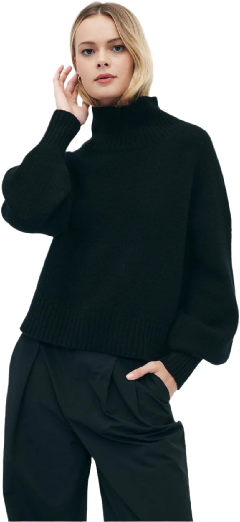 Womens Luxe Cashmere Oversized Turtleneck