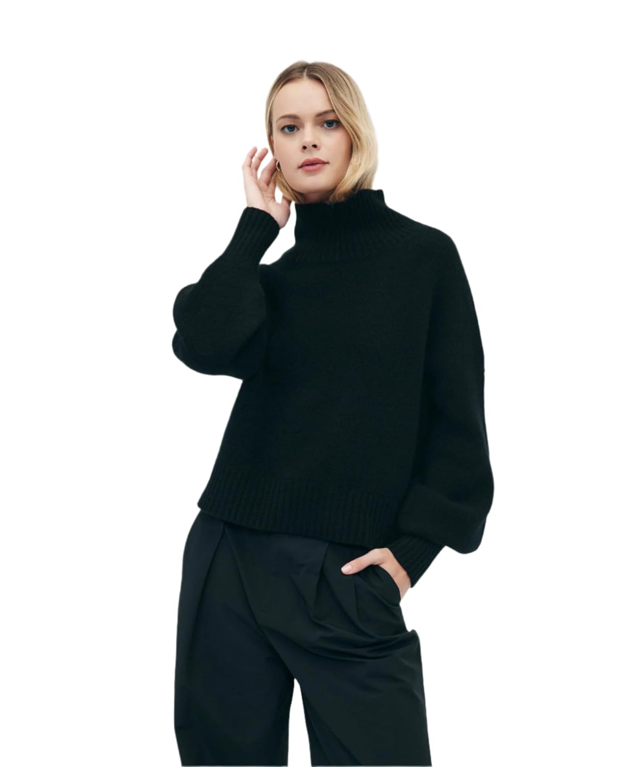 NAADAM Womens Luxe Cashmere Oversized Turtleneck