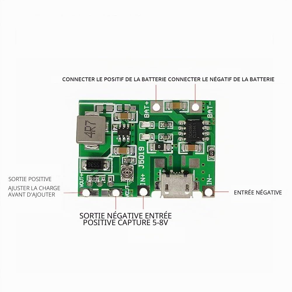 Module Boost 2A,5 pieces 18650 Module de Charge de Batterie Lithium-ion,Carte D'alimentation Step-Up 3.7V à 5V 9V 12V Module de Charge-décharge