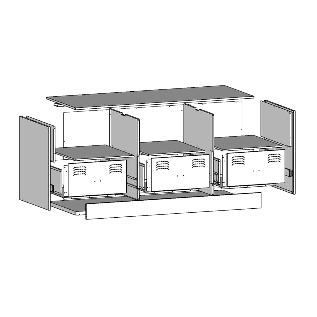 Mobile TV bianco in acciaio laminato a freddo, 99 x 39 x 44 cm, con 3 cassetti e scomparti, credenza bassa per soggiorno, spazio per tavolo TV, HiFi, soundbar, salvaspazio, moderno