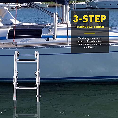 Escalera plegable de acero inoxidable 3 peldaños para piscina y yate miniatura 2