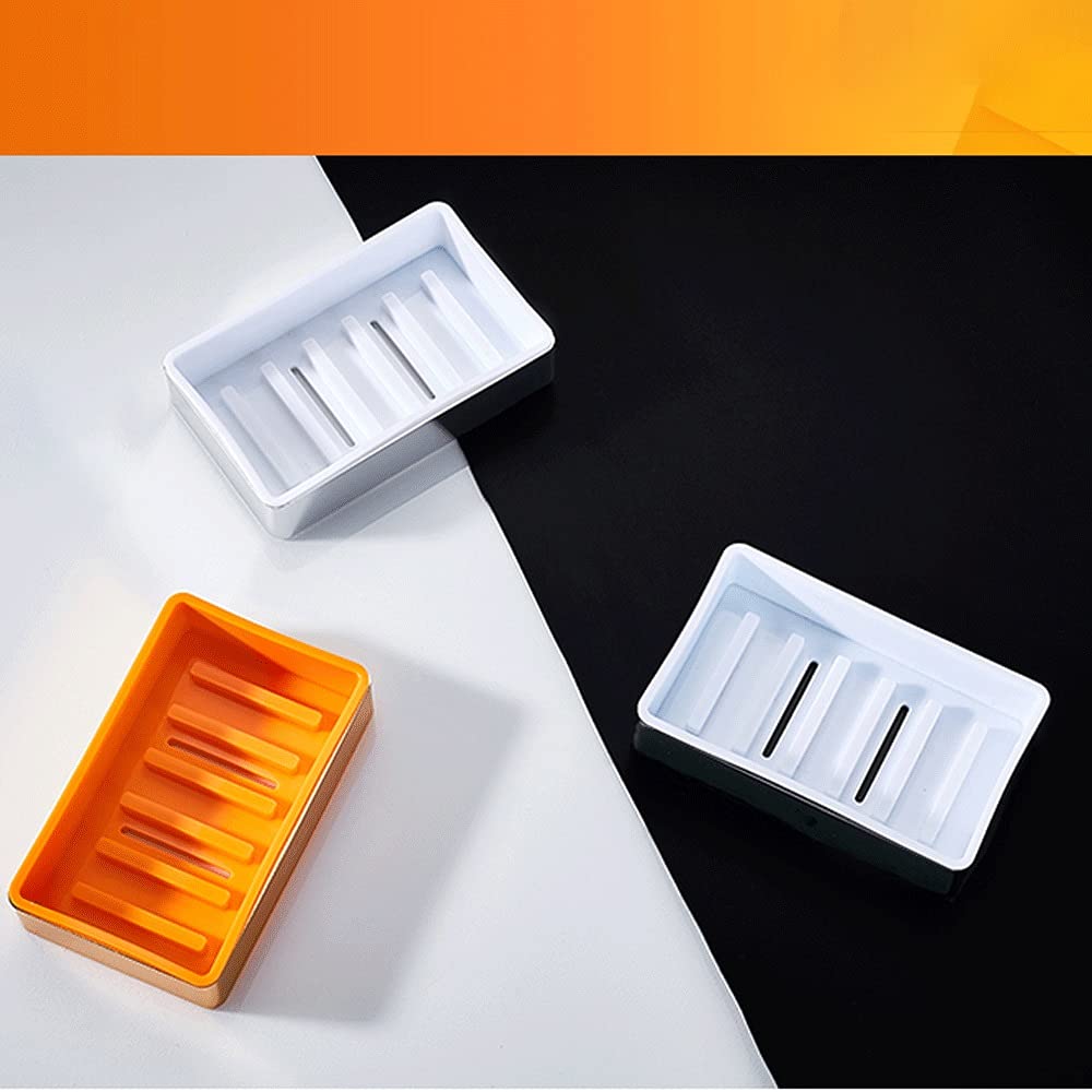 Jabonera de aluminio y plástico, con bandeja de drenaje, soporte para caja de jabón para ducha/baño/fregadero, mantiene la barra de jabón seca