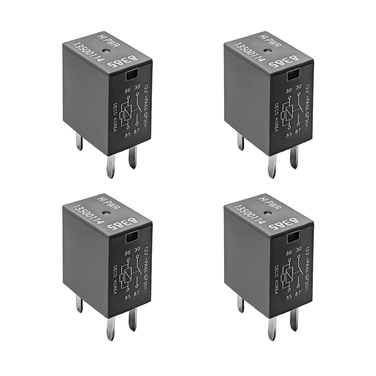 Wevdn 4 PCS Car Air Conditioning Relay, 13500114/8385 12VDC 40A High Power 4 Pin Relay, Multi Purpose Air Conditioning Fan Relays Compatible with Most