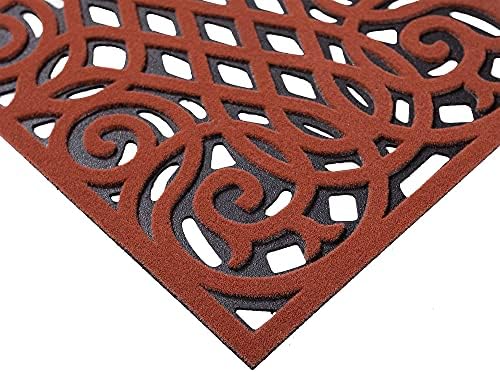 Nicoman Decorative Outdoor Doormat Stair Mats, Heavy duty & Dirt Trapper Porch, Rubber Skid Proof (Small - 60x40cm) Chocolate