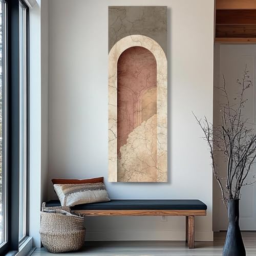 Tableau vertical encadré déco bureau et chambre toile abstraite 30x90