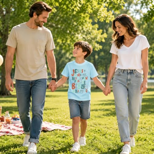 Image of Christian Shirts for Boys Kids Jesus Loves You Bible Verse God T Shirts Religious Faith Cute Graphic Tees Casual Tops