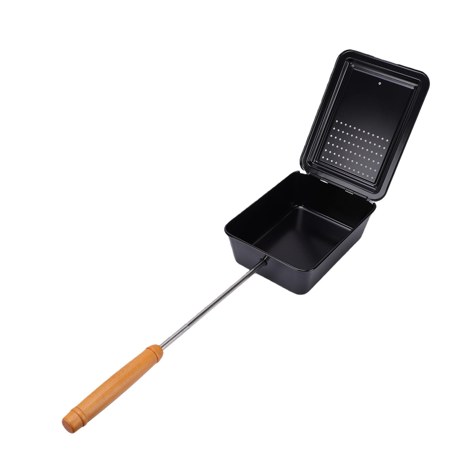 Camping Popcorn Popper Antiadhésif Manche en Bois Foyer Batterie de