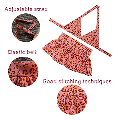 Image of Dog Bikini Swimsuit Summer Doggie Bathing Dress Leopard Rainbow Cat Skirt Beach Outfit for Puppy Dog Cat (XS, Leopard)