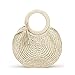 CCCYT Sac de Plage de Paille Sac à Paille tissé à la Main, Sac à Frange à Franges à Franges Coussin Tassel Rond Plage Sac tissé Sac décontracté bacs (Beige) 2 7x35x11cm