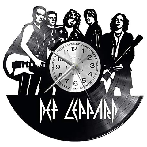 EVEVO Def Leppard Wall Clock Vinyl Record Clock Art Vintage Silhouette Record Handmade Gift Home Wall Clock Interior Decor Art Clock Cover